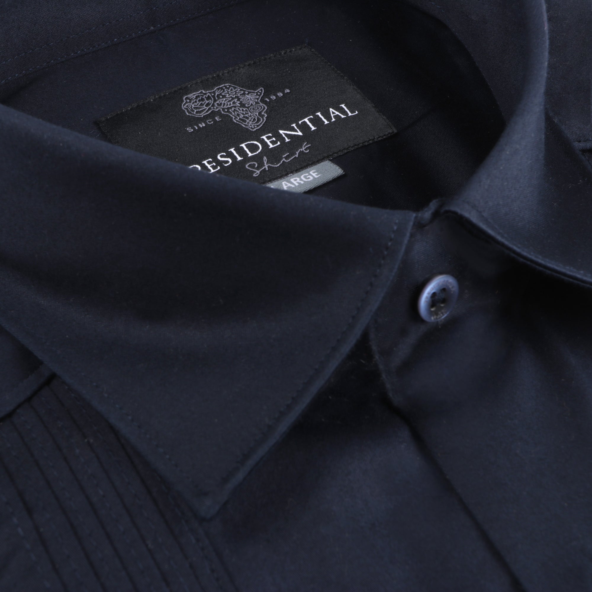 Navy/Light Navy Long Sleeve Cotton Sateen Embroidered Multi-Pocket Men's Shirt