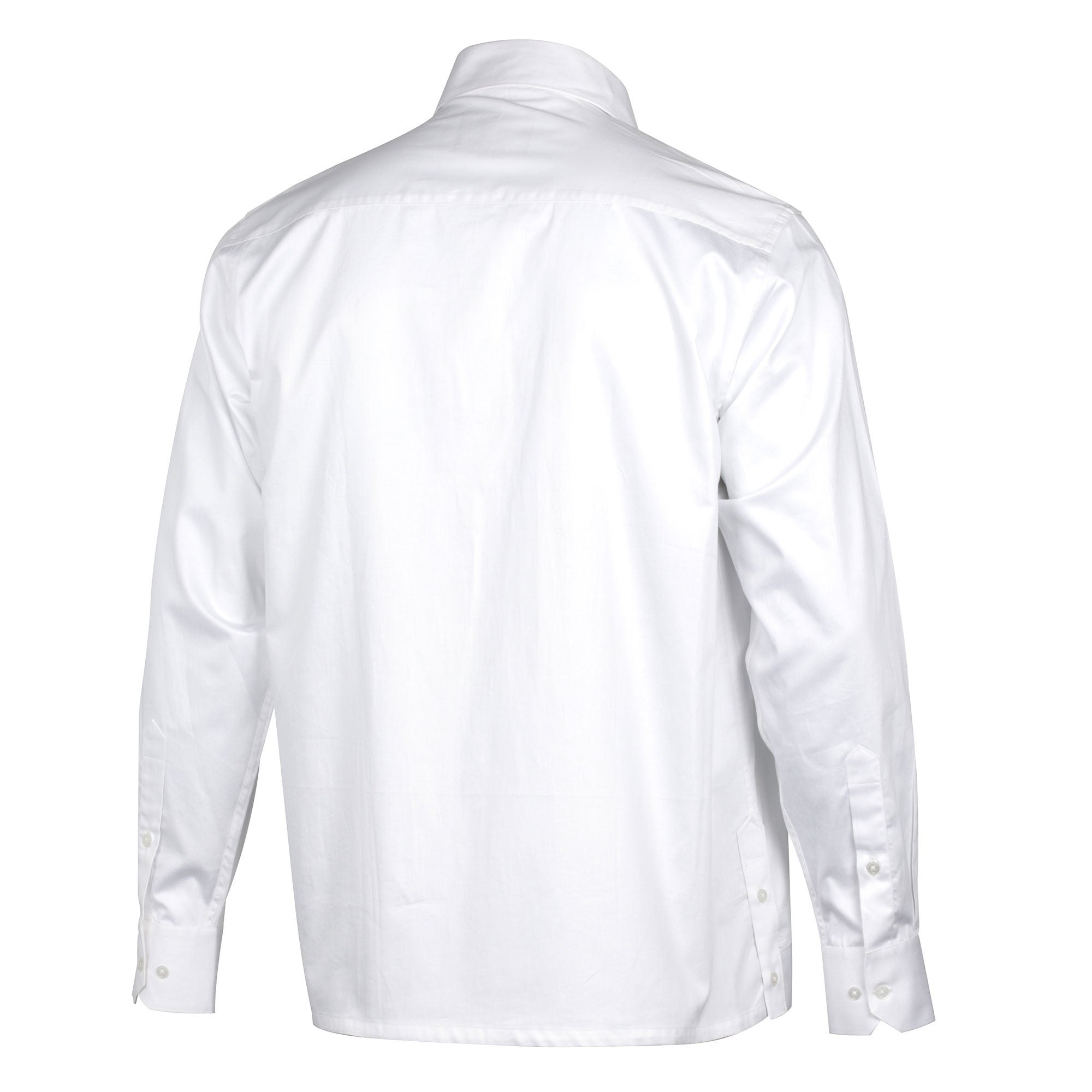 Classic White Long Sleeve Cotton Sateen Embroidered Multi-Pocket Men's Shirt