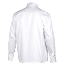 Classic White Long Sleeve Cotton Sateen Embroidered Multi-Pocket Men's Shirt