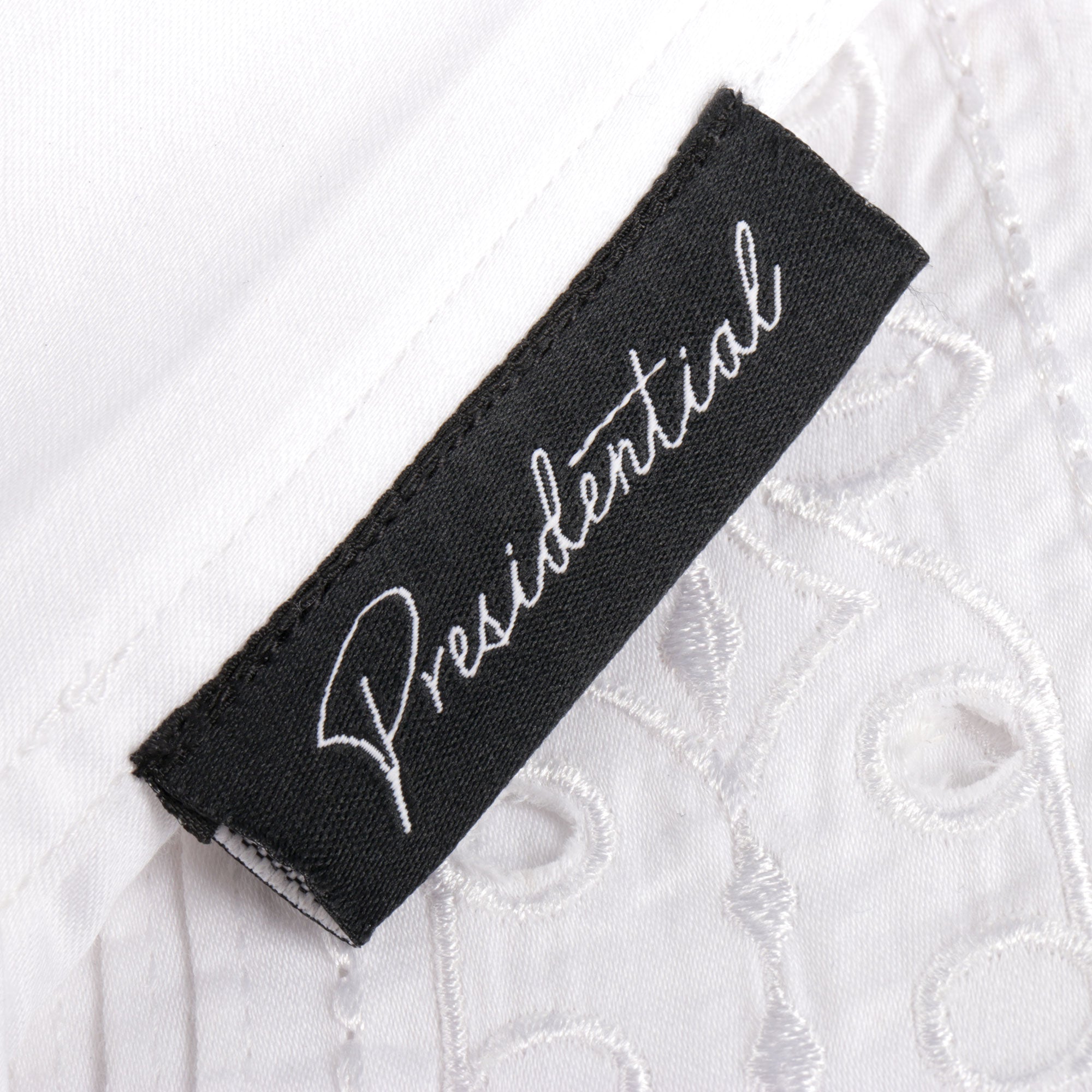 Classic White Long Sleeve Cotton Sateen Embroidered Multi-Pocket Men's Shirt