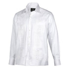 Classic White Long Sleeve Cotton Sateen Embroidered Multi-Pocket Men's Shirt