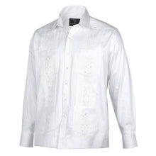 Classic White Long Sleeve Cotton Sateen Embroidered Multi-Pocket Men's Shirt