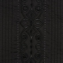 Black Long Sleeve Cotton Sateen Embroidered Multi-Pocket Men's Shirt