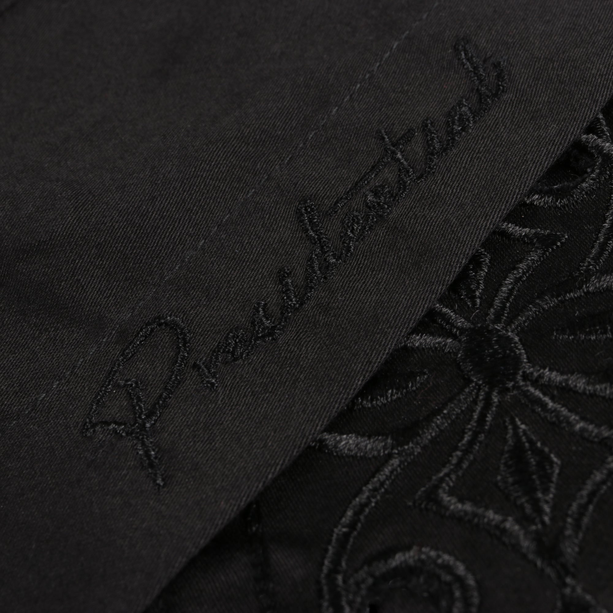 Black Long Sleeve Cotton Sateen Embroidered Multi-Pocket Men's Shirt