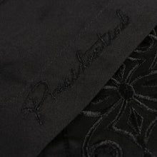 Black Long Sleeve Cotton Sateen Embroidered Multi-Pocket Men's Shirt