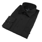 Black Long Sleeve Cotton Sateen Embroidered Multi-Pocket Men's Shirt