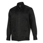 Black Long Sleeve Cotton Sateen Embroidered Multi-Pocket Men's Shirt
