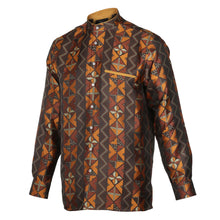Solid Kuba Burnt Orange Men's Jacquard Satin Luxury Formal Shirt