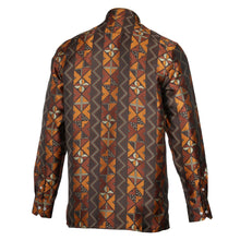 Solid Kuba Burnt Orange Men's Jacquard Satin Luxury Formal Shirt