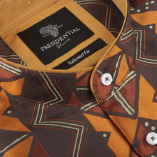 Solid Kuba Burnt Orange Men's Jacquard Satin Luxury Formal Shirt