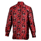 Solid Kuba Burnt Red Men's Jacquard Satin Luxury Formal Shirt
