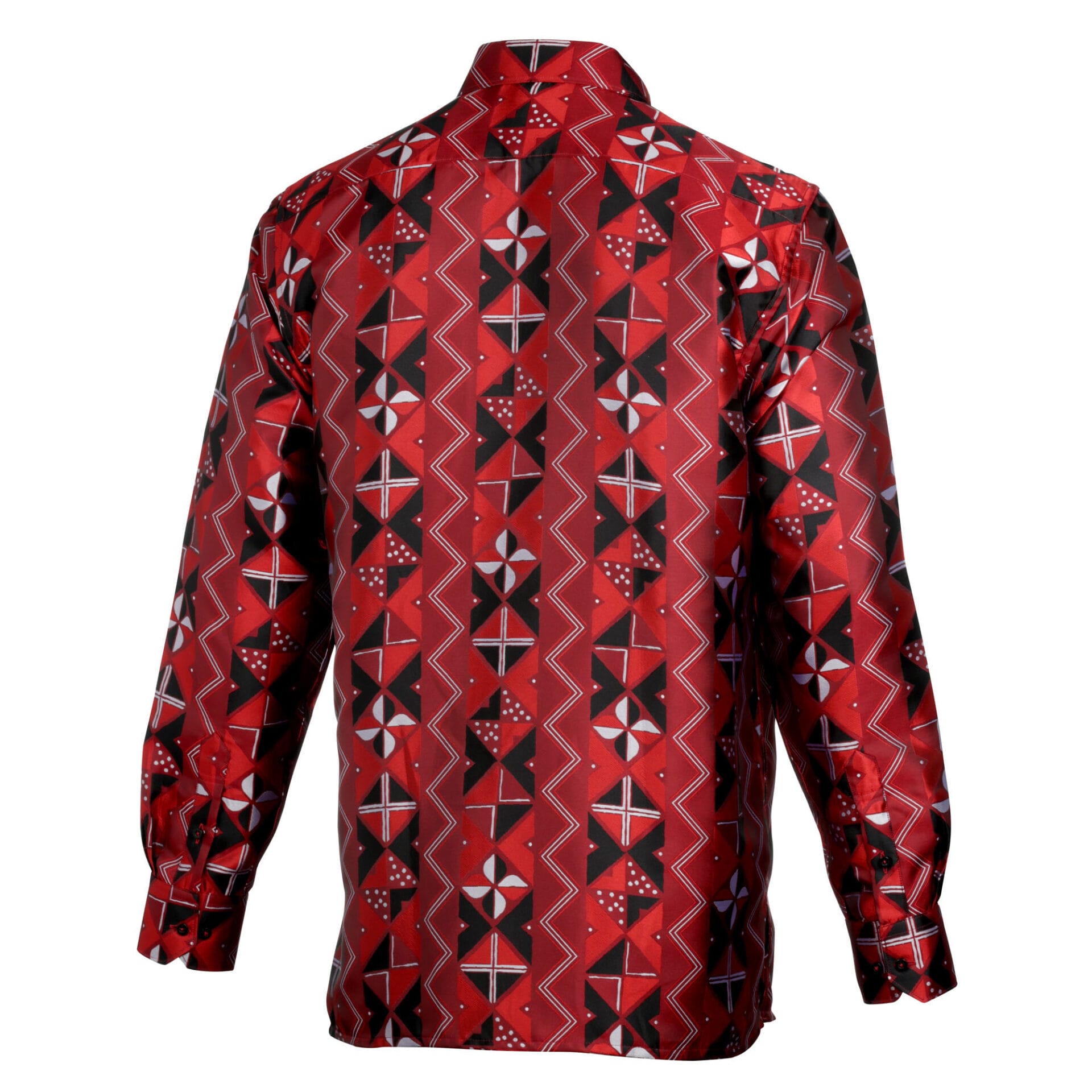 Solid Kuba Burnt Red Men's Jacquard Satin Luxury Formal Shirt