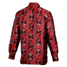 Solid Kuba Burnt Red Men's Jacquard Satin Luxury Formal Shirt