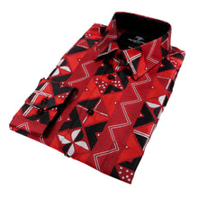 Solid Kuba Burnt Red Men's Jacquard Satin Luxury Formal Shirt