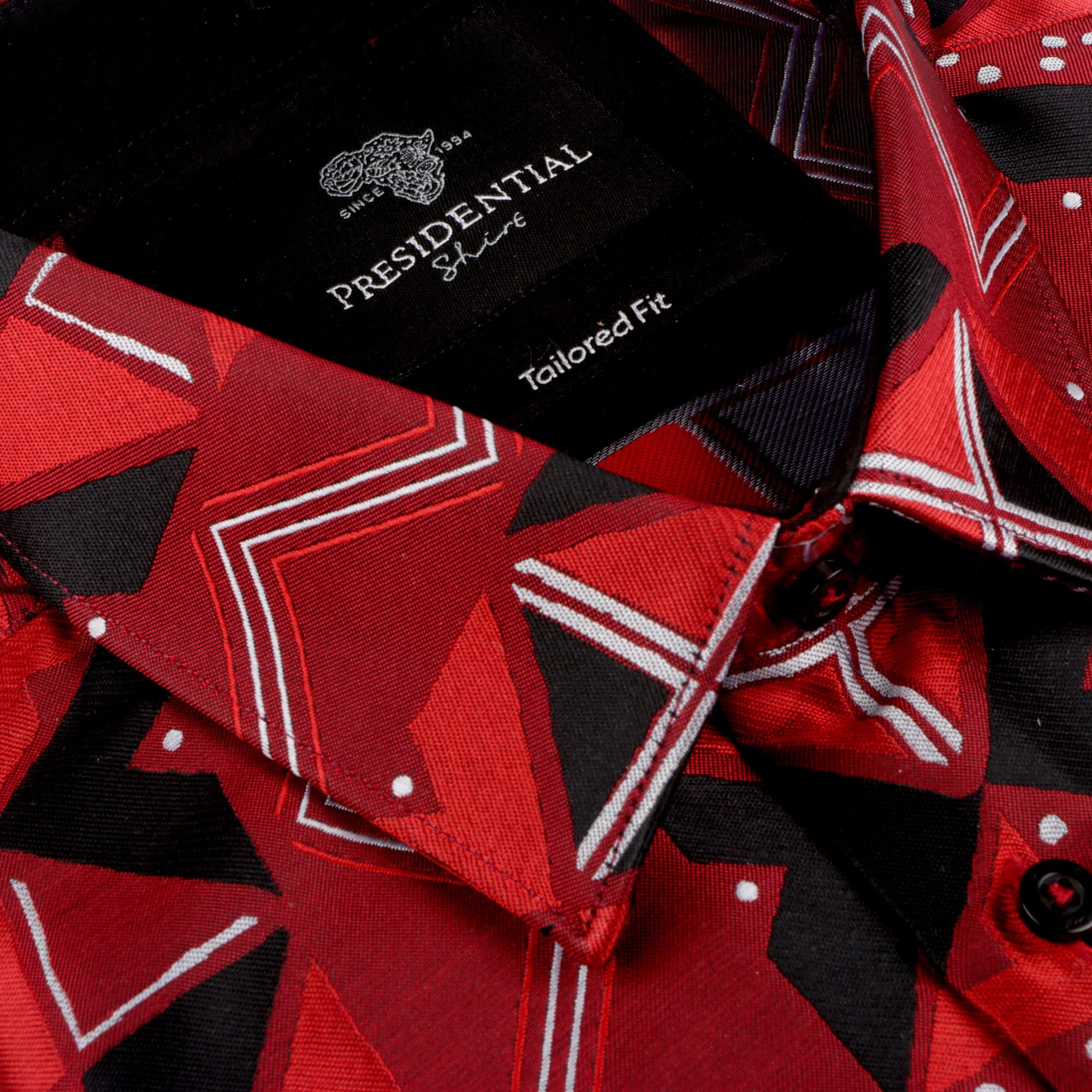 Solid Kuba Burnt Red Men's Jacquard Satin Luxury Formal Shirt