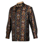 Solid Kuba Brown Men's Jacquard Satin Luxury Formal Shirt