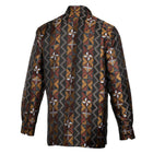 Solid Kuba Brown Men's Jacquard Satin Luxury Formal Shirt