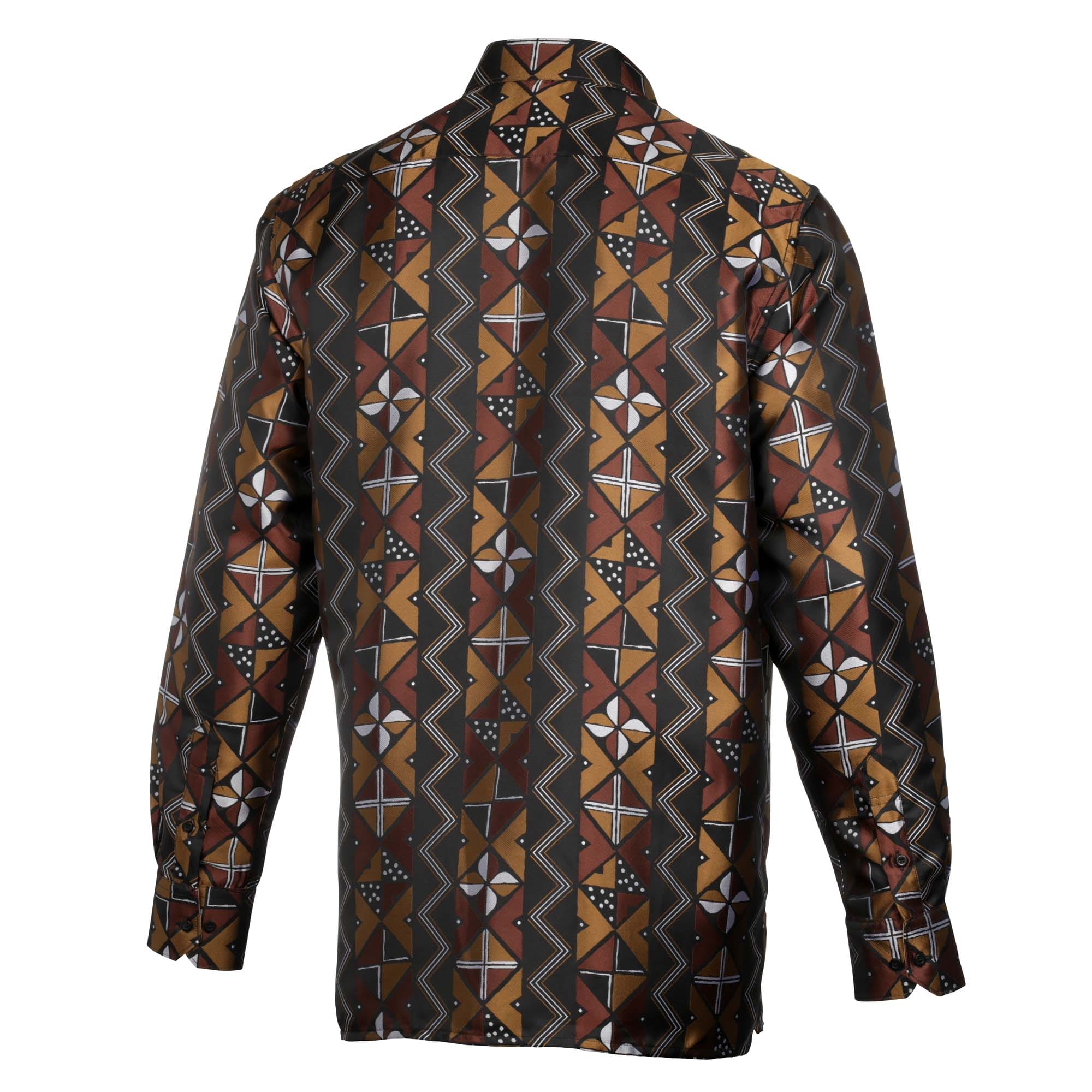 Solid Kuba Brown Men's Jacquard Satin Luxury Formal Shirt