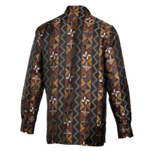 Solid Kuba Brown Men's Jacquard Satin Luxury Formal Shirt