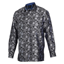 African Baloons Silver Men's Jacquard Satin Luxury Formal Shirt