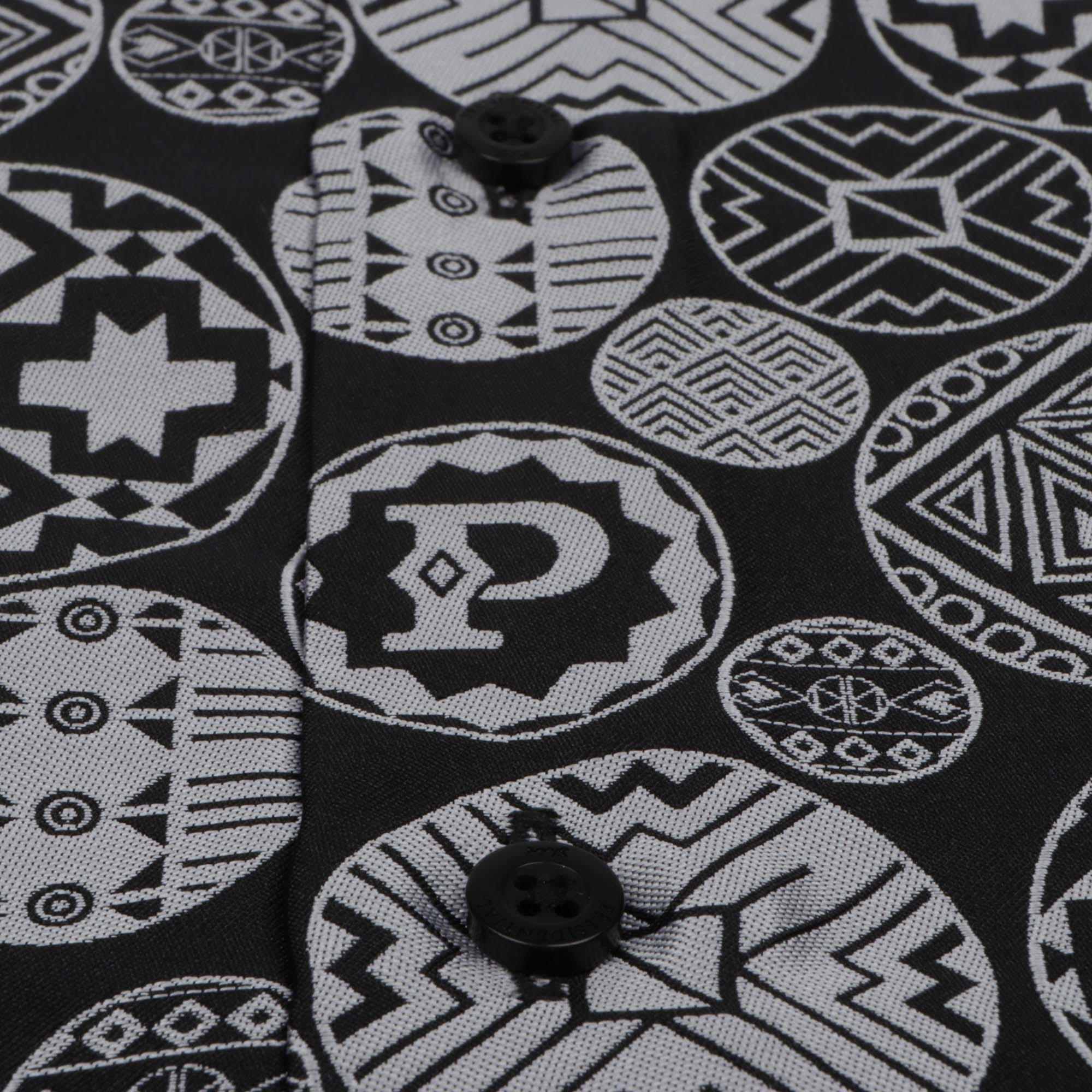 African Baloons Silver Men's Jacquard Satin Luxury Formal Shirt