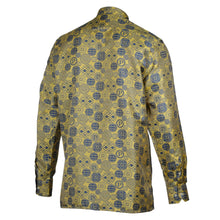 African Baloons Yellow Men's Jacquard Satin Luxury Formal Shirt