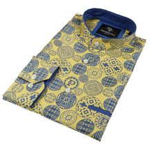 African Baloons Yellow Men's Jacquard Satin Luxury Formal Shirt