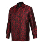 African Baloons Red Men's Jacquard Satin Luxury Formal Shirt