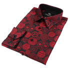 African Baloons Red Men's Jacquard Satin Luxury Formal Shirt