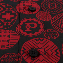 African Baloons Red Men's Jacquard Satin Luxury Formal Shirt