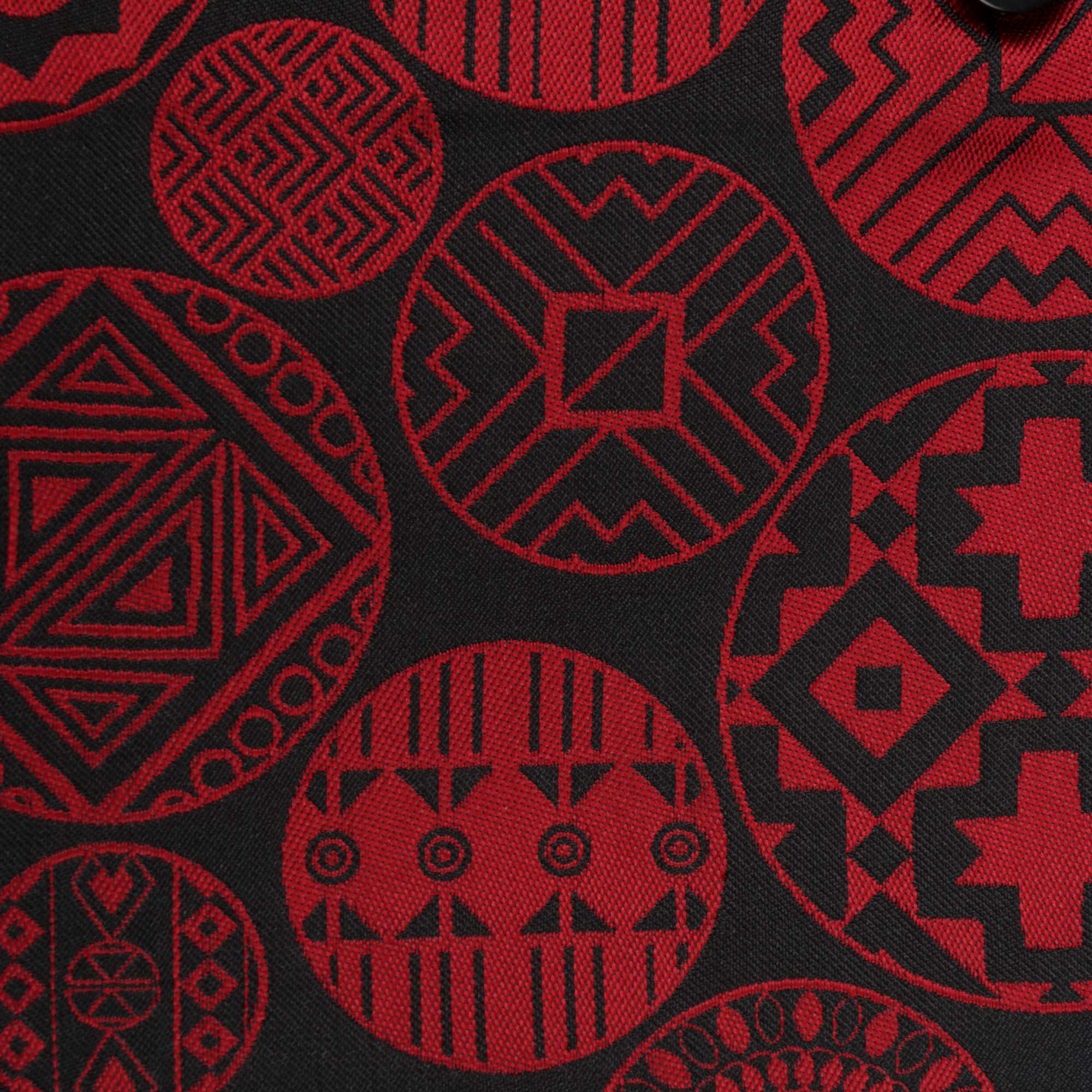 African Baloons Red Men's Jacquard Satin Luxury Formal Shirt