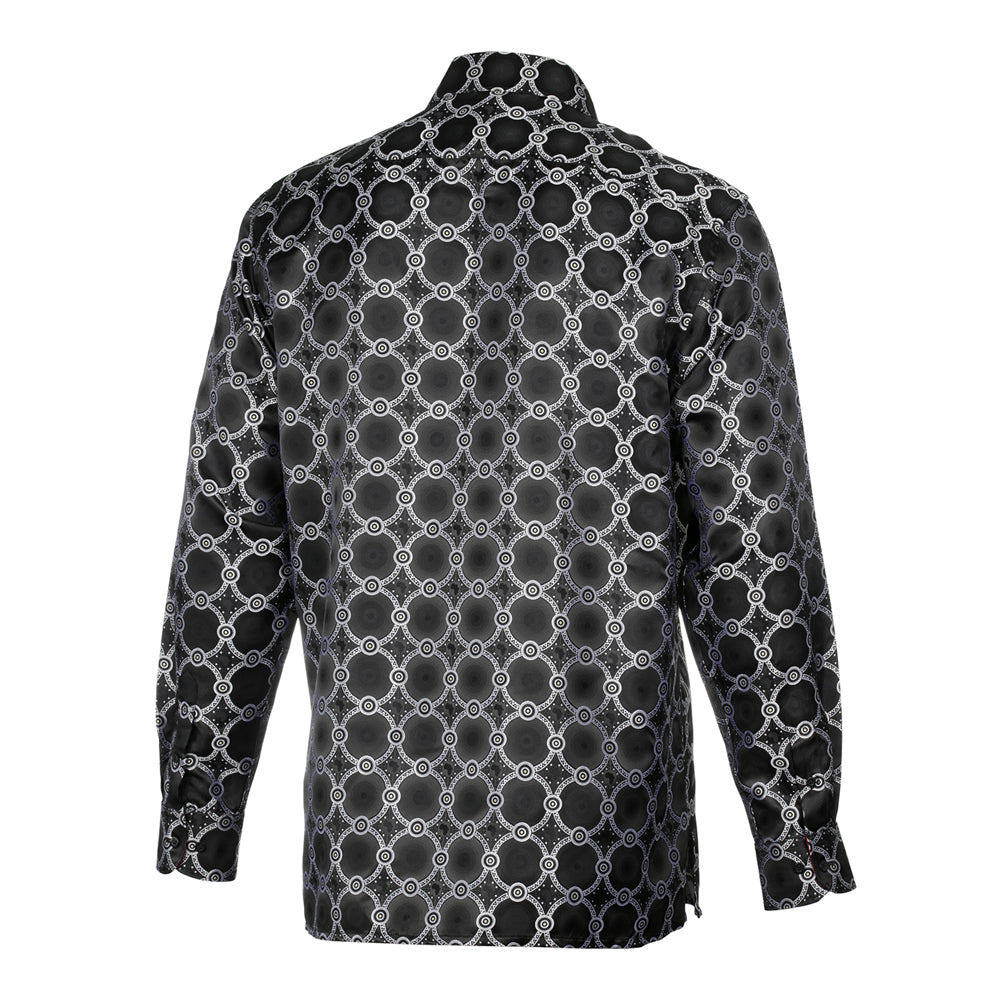 African Circle - Black Long Sleeve Jacquard Woven Men's Shirt