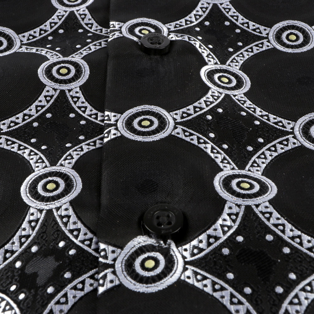 African Circle - Black Long Sleeve Jacquard Woven Men's Shirt