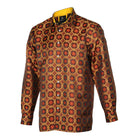African Circle - Burnt Orange Long Sleeve Jacquard Woven Men's Shirt