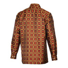African Circle - Burnt Orange Long Sleeve Jacquard Woven Men's Shirt