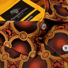 African Circle - Burnt Orange Long Sleeve Jacquard Woven Men's Shirt