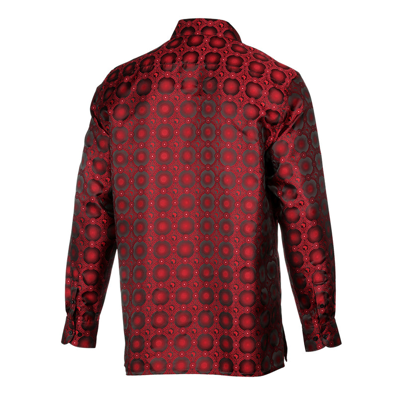 African Circle - Red Long Sleeve Jacquard Woven Men's Shirt