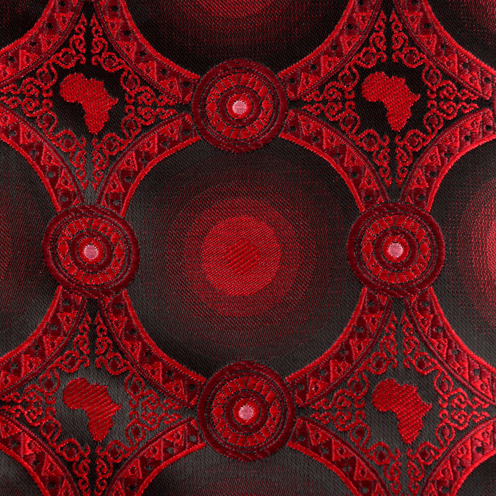 African Circle - Red Long Sleeve Jacquard Woven Men's Shirt