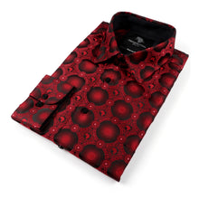 African Circle - Red Long Sleeve Jacquard Woven Men's Shirt