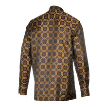 African Circle - Brown Long Sleeve Jacquard Woven Men's Shirt