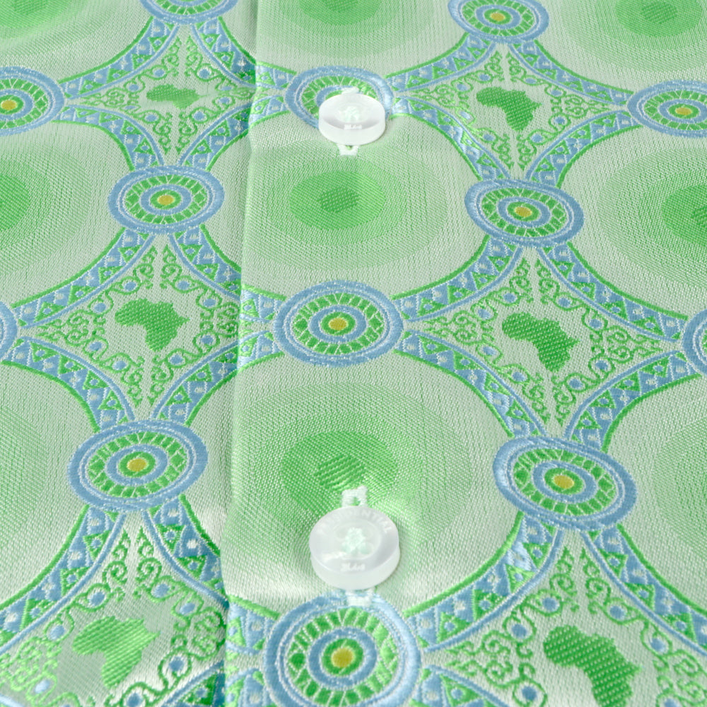 African Circle - Green Long Sleeve Jacquard Woven Men's Shirt