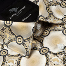 African Circle - Gold Long Sleeve Jacquard Woven Men's Shirt