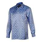 African Circle - Blue Long Sleeve Jacquard Woven Men's Shirt