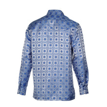 African Circle - Blue Long Sleeve Jacquard Woven Men's Shirt