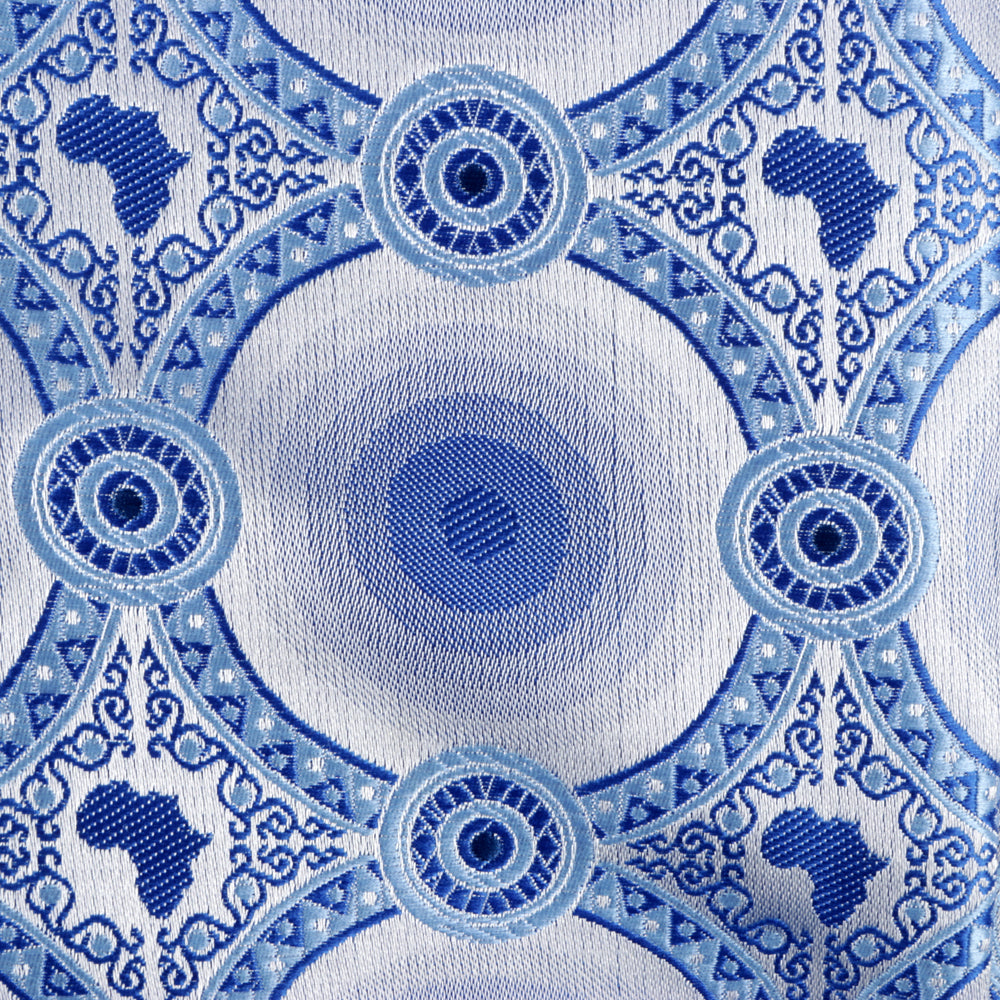 African Circle - Blue Long Sleeve Jacquard Woven Men's Shirt