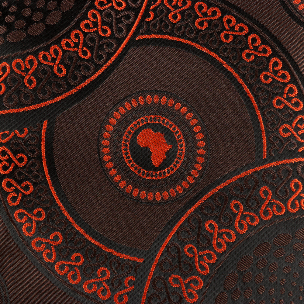 Large African Circle - Brown Long Sleeve Jacquard Woven Men's Shirt