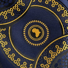 Large African Circle - Navy Long Sleeve Jacquard Woven Men's Shirt