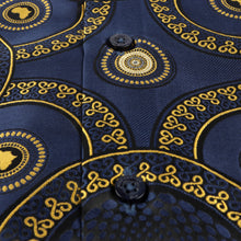 Large African Circle - Navy Long Sleeve Jacquard Woven Men's Shirt