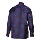Large African Circle - Blue Red Long Sleeve Jacquard Woven Men's Shirt