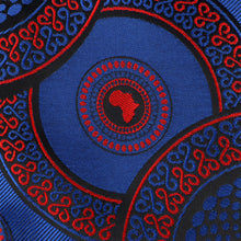 Large African Circle - Blue Red Long Sleeve Jacquard Woven Men's Shirt